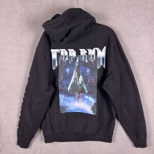 Top Gun Mens XL Hoodie Black Double Sided Graphic Embroidered Fighter Jet F14